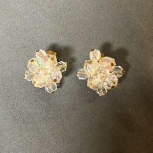 Clear Beaded Clip on Earrings